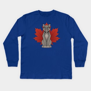 Maple Leaf Canadian Lynx Kids Long Sleeve T-Shirt